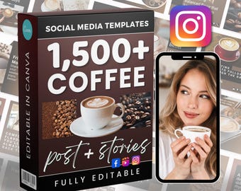 Coffee Marketing Posting | Social Media Bundle | Canva Instagram and Facebook | Editable Templates
