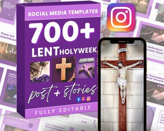 四旬節マーケティング投稿 | ソーシャルメディアバンドル | Canva InstagramとFacebook