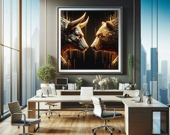 Bull Vs Bear 3D Abstract Art: Stock Market Decor (Digital Download)