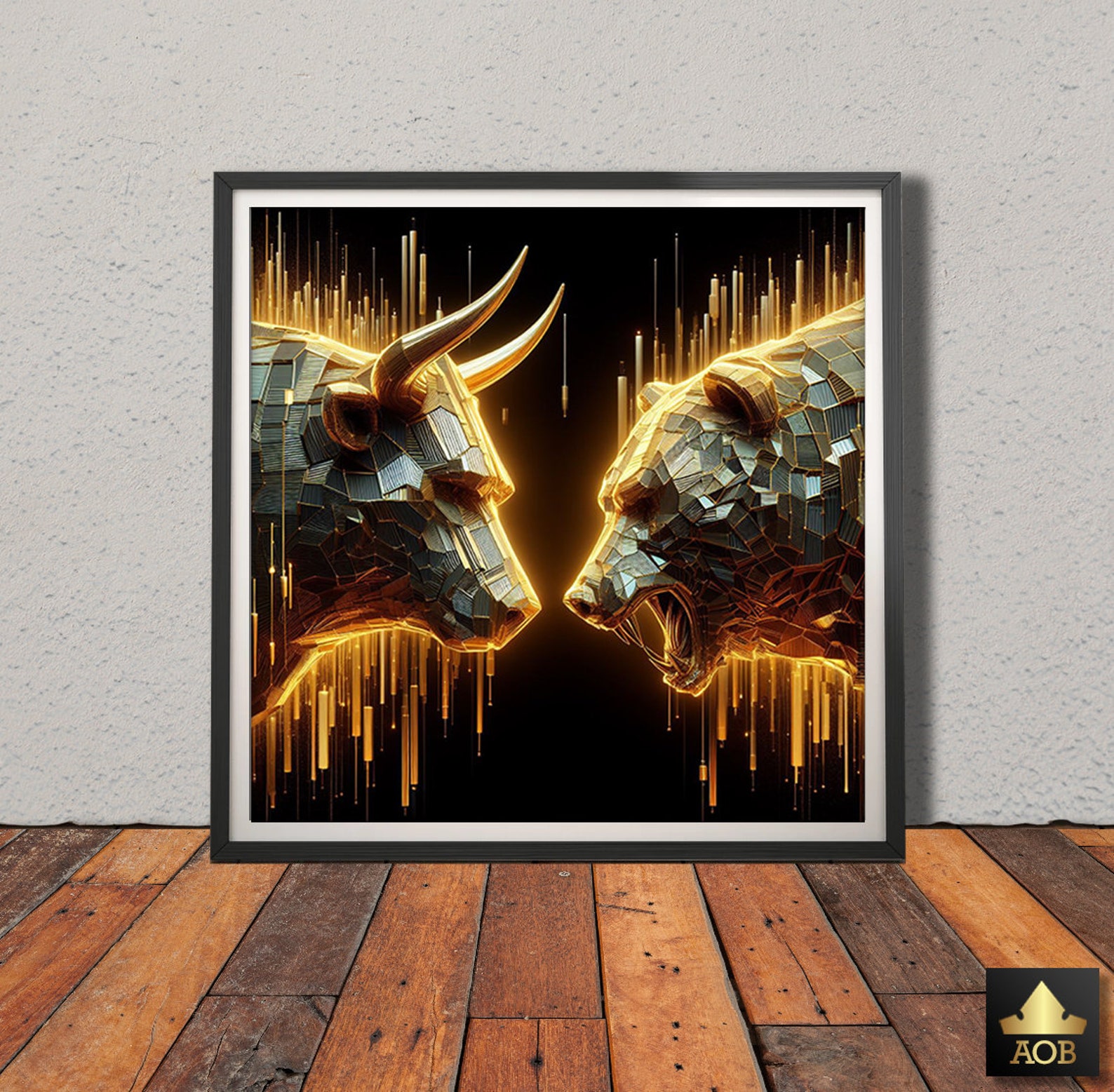 bull & bear digital prints, stock market art, wall... Stock Market Bull Vs Bear Digital Wall Art, 3D Abstract Design, Stock ...
