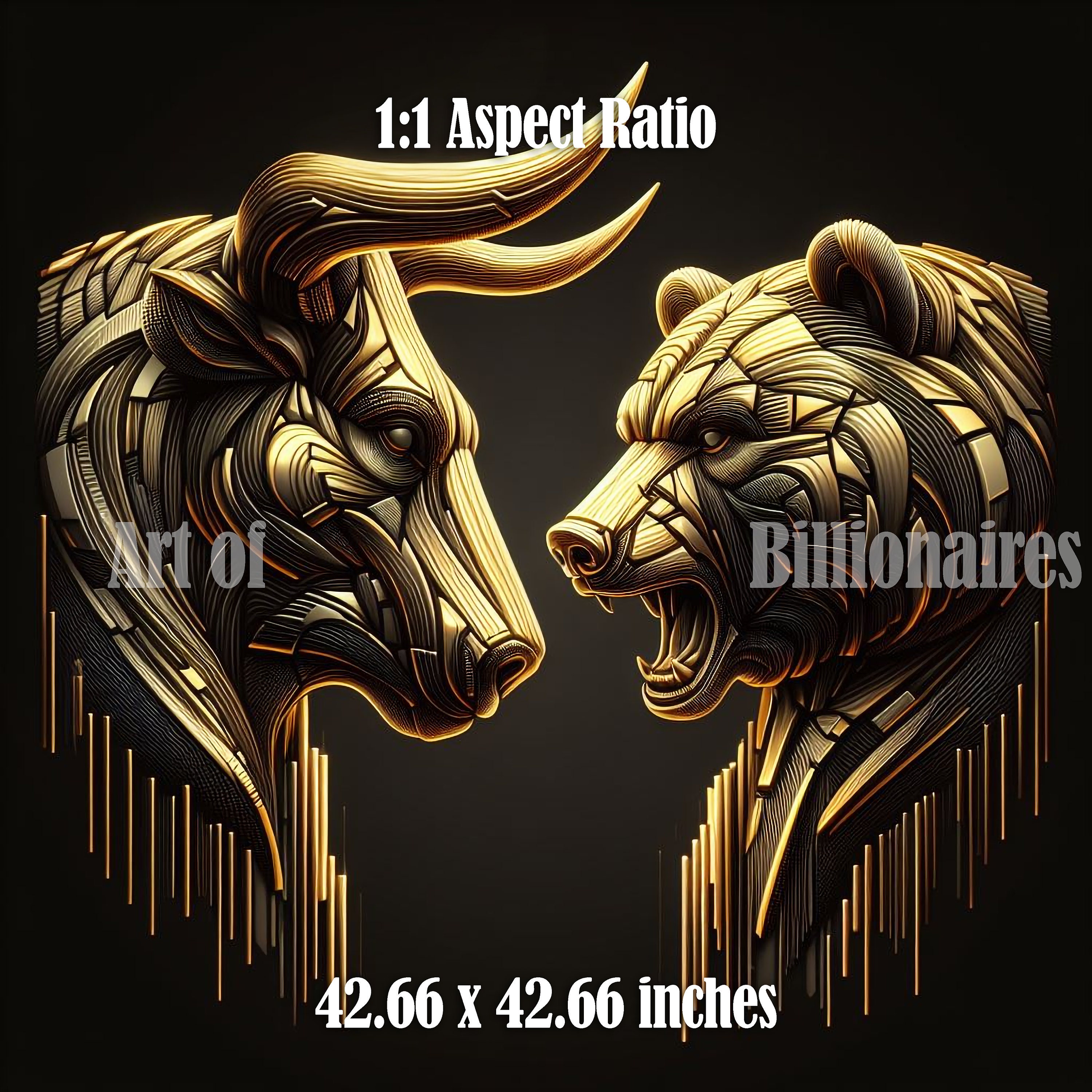 bull & bear digital prints, stock market art, wall... Bull and Bear Stock Market Art: 3D Abstract Design (digital Download ...