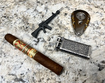 Cigar Nubber M16 Rifle, 3-PACK, Food Grade Stainless Steel Double Prongs, Incredibly Unique Conversation Piece
