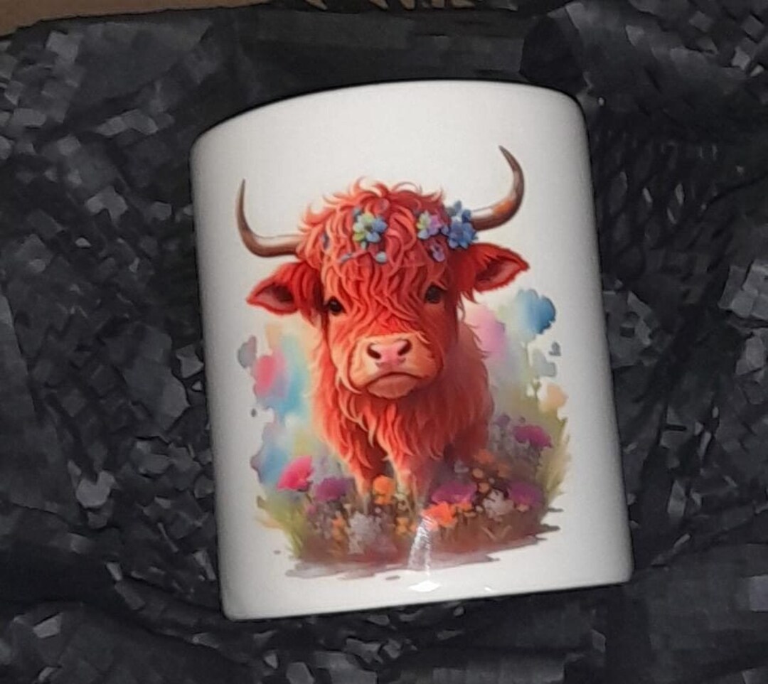 Handmade Ceramic Highland Cow Money Box Birthday Gift for Etsy