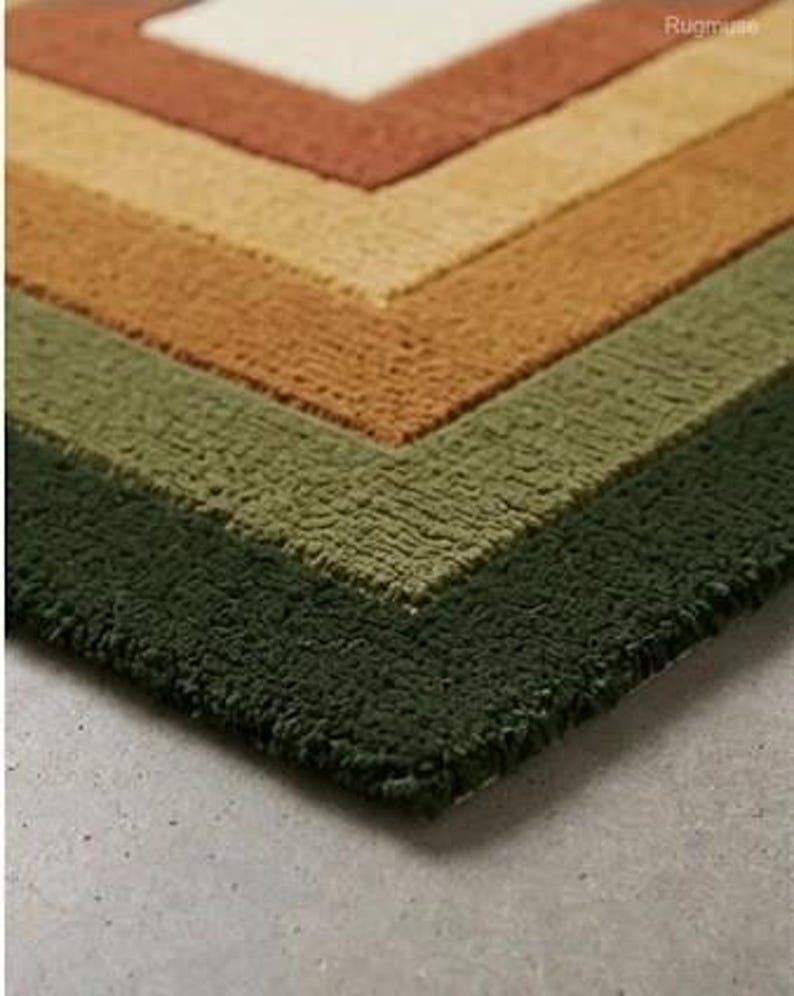 Modern Geometric Hand Tufted Wool Rug | Abstract Rectangle Pattern Area ...