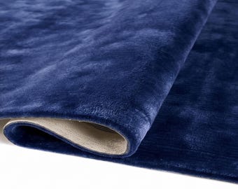 Tappeto blu navy / Lana e viscosa trapuntata a mano / Tappeto di lusso per soggiorno/camera da letto