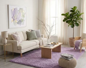 Tappeto color lavanda – Tappeto morbido color lilla o viola chiaro, a pelo lungo, ideale per la camera da letto.