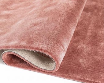 Tappeto rosa cipria / Tappeto in morbida viscosa per soggiorno, tappetino per camera da letto