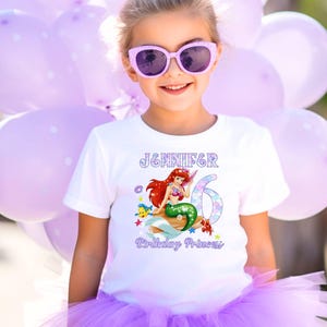 Custom Name Disney Princess Ariel Birthday Girl Shirt, Little Mermaid Ariel Shirt, Family Matching Birthday Shirt, Birthday Party Kids Shirt