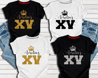 Stylish Quinceañera & Sweet 16 Tshirt, Custom Name Birthday Girl Tshirt, Sweet Sixteen Party Shirt, Sweet 16 Present, Birthday Girl Gift Tee