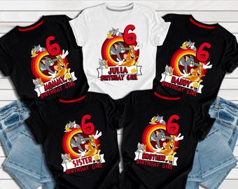 Nom personnalisé pour anniversaire de famille, chemise d'anniversaire pour garçon et fille, chemise de fête d'anniversaire, chemise dessin animé, chemise cadeau d'anniversaire, enfant jeunesse tout-petit