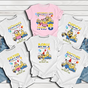 Custom Name Birthday Family Shirt, Birthday Party Shirt, Birthday Girl & Boy Shirt, Cartoon Shirt, Birthday Gift Shirt, Kids Youth Toddler