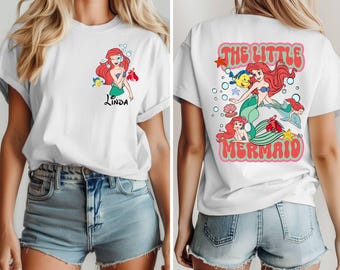 Camiseta de La Sirenita, camiseta personalizada con nombre de la princesa Ariel de Disney, camiseta vintage de Disney para mujer, camiseta de viaje de Disney para chicas, regalo para novia