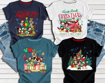 Camiseta navideña vintage de Disney, camiseta familiar de Disney, Mickey y sus amigos en Navidad, Mickey y sus amigos en Navidad, camiseta del equipo navideño, regalo de Navidad.