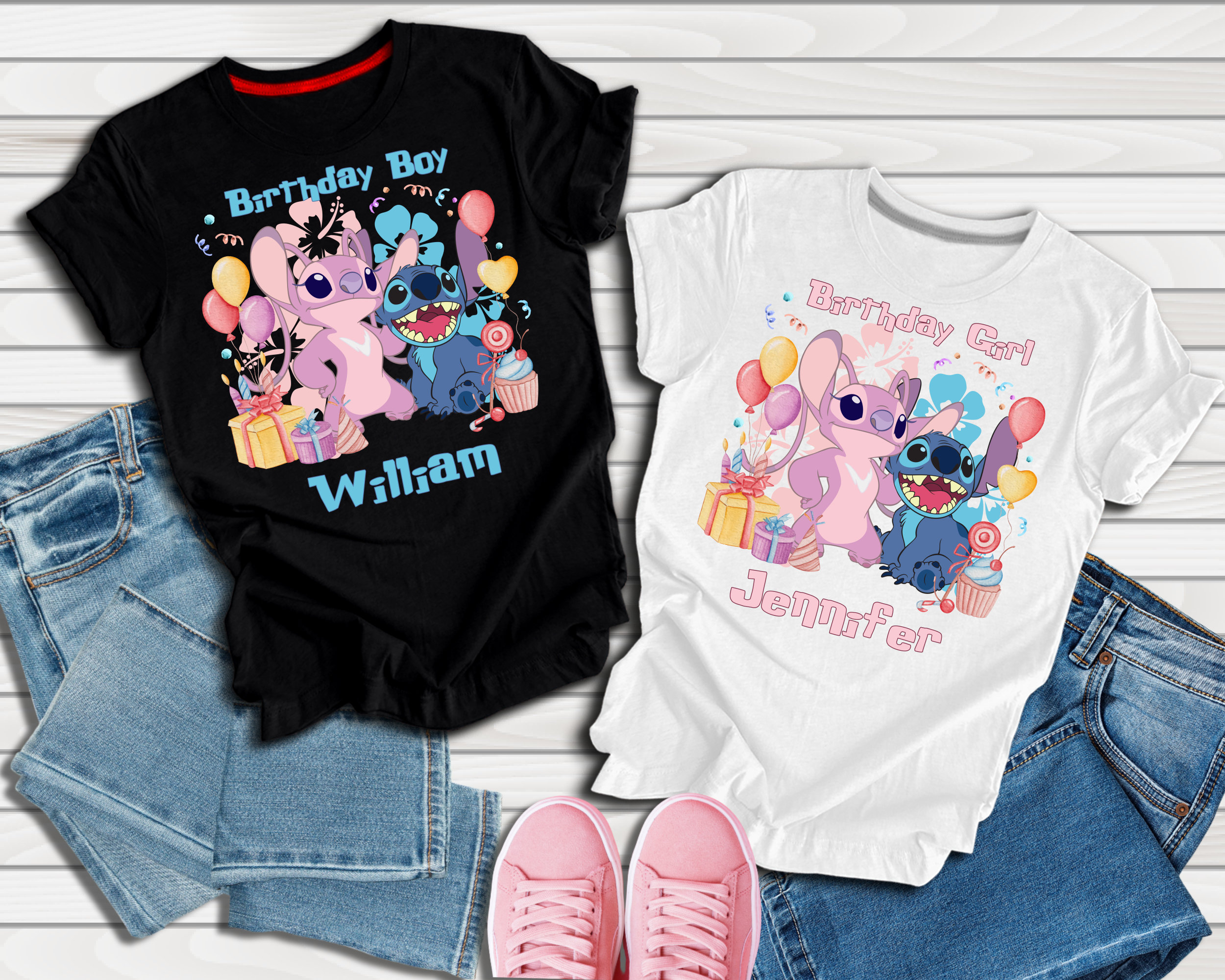Lilo and Stitch Angel Family Birthday Shirt, Custom Name Birthday