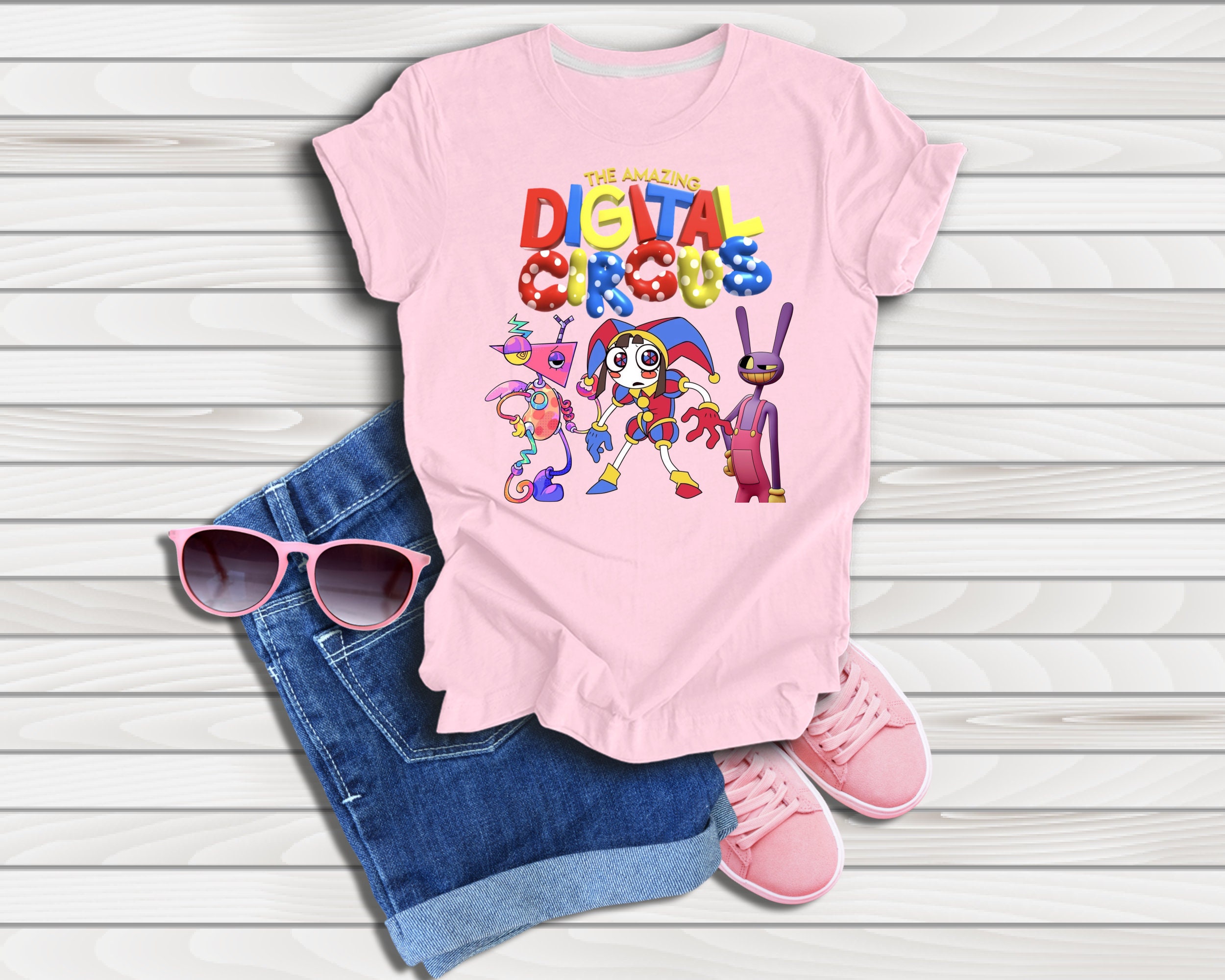 キャラクターグッズ circus-ball boy/40 Amazing Digital Circus Tshirt, Circus Characters Pomni and Friends