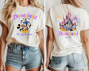 Disneyland 1955-2025 70th Anniversary Souvenir Shirt, 70th Celebration Shirt, Family Trip Shirt, Disney Castle Shirt, Mickey and Friends Tee