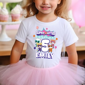 Custom Name Disney Super Cats Birthday Shirt, Birthday Family Shirt, Birthday Girl & Boy Shirt, Ginny, Sparks, Buddy Bitsy Shirt, Kids Shirt