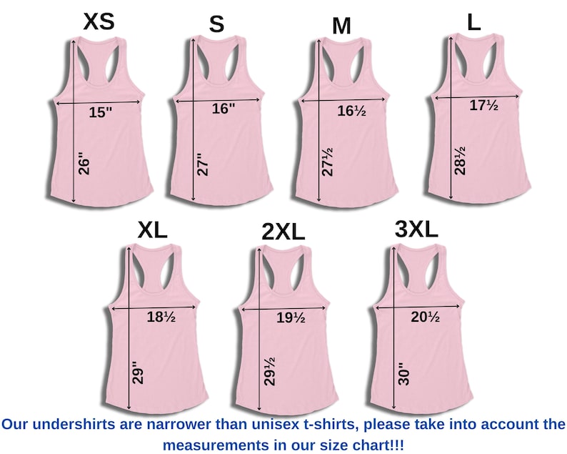Pode incluir: Camisetas sem mangas rosa em v&aacute;rios tamanhos, XS a 3XL, com medidas em cent&iacute;metros. XS tem 38 cm de largura e 66 cm de comprimento. S tem 41 cm de largura e 69 cm de comprimento. M tem 42 cm de largura e 70 cm de comprimento. L tem 44 cm de largura e 72 cm de comprimento. XL tem 47 cm de largura e 74 cm de comprimento. 2XL tem 50 cm de largura e 75 cm de comprimento. 3XL tem 52 cm de largura e 76 cm de comprimento.