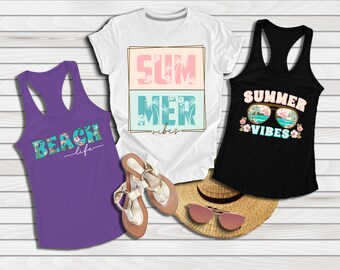 Summer Mode Tshirts, Beach Holiday Shirt, Retro Summer Tshirts, Vintage Summer Shirt, Summer Break Shirt, Gift Summer Shirt, Women Tank Top