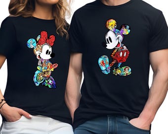 Couple Matching Tshirt, Disneyworld Characters Tshirt, Mickey and Minnie Mouse Tshirt, Disney Cartoons Shirt, Gift for Couples, Kids  Shirt