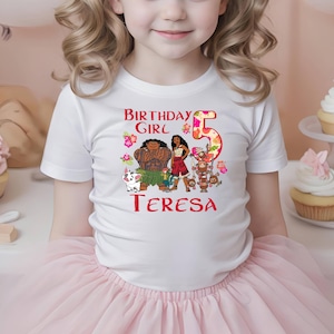 Personalized Disney Princess Moana Birthday Girl Shirt, Birthday Party Family Matching Shirts, Moana Movie Characters Maui Pua and Hei Hei