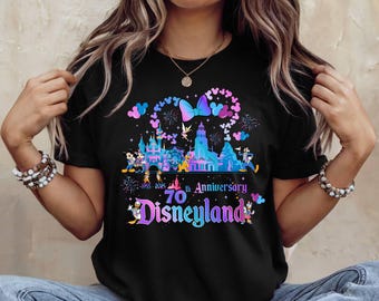 Custom Name Disney 70th Anniversary Shirt, Collectible Souvenir Disney Trip Shirt, Disney 70th Family & Couples Matching Celebration Shirts