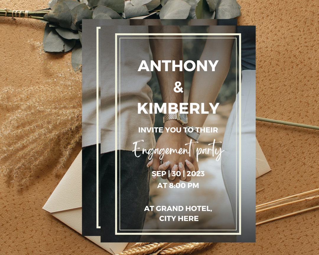 Digital Engagement Party Invitation Template With Photo Etsy
