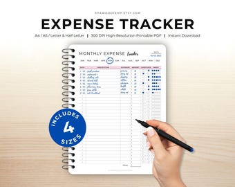 Printable Expense Tracker Template: Budget Planner (A4/A5/Letter/Half Letter PDF)