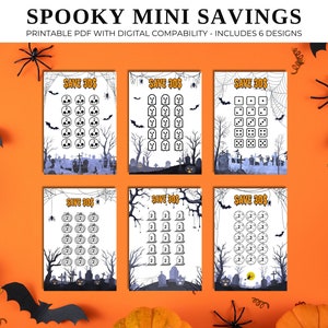 Mini Halloween Ersparnisse Druckbares Set - Gruselige Herausforderung für Bargeldumschläge und Budgetverfolgung