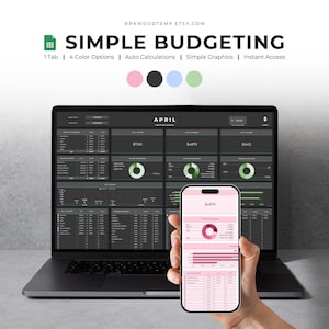 Budgetplanner voor Google Spreadsheets: maandelijkse en wekelijkse onkostenregistratie (digitale download)