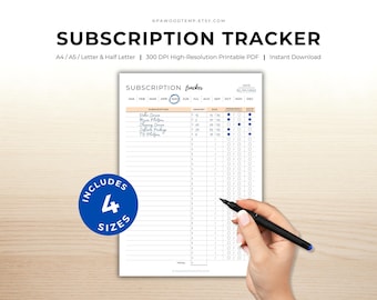 Subscription Tracker: Budget Planner and Bill Organizer (Digital Download)