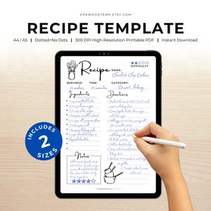 Printable Recipe Template: A4/A5 Kitchen Organization (PDF)