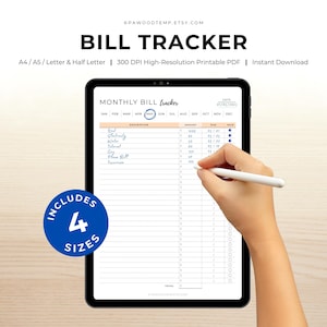 Printable Bill Tracker: Monthly Expense Journal (A4/A5/Letter/Half Letter)