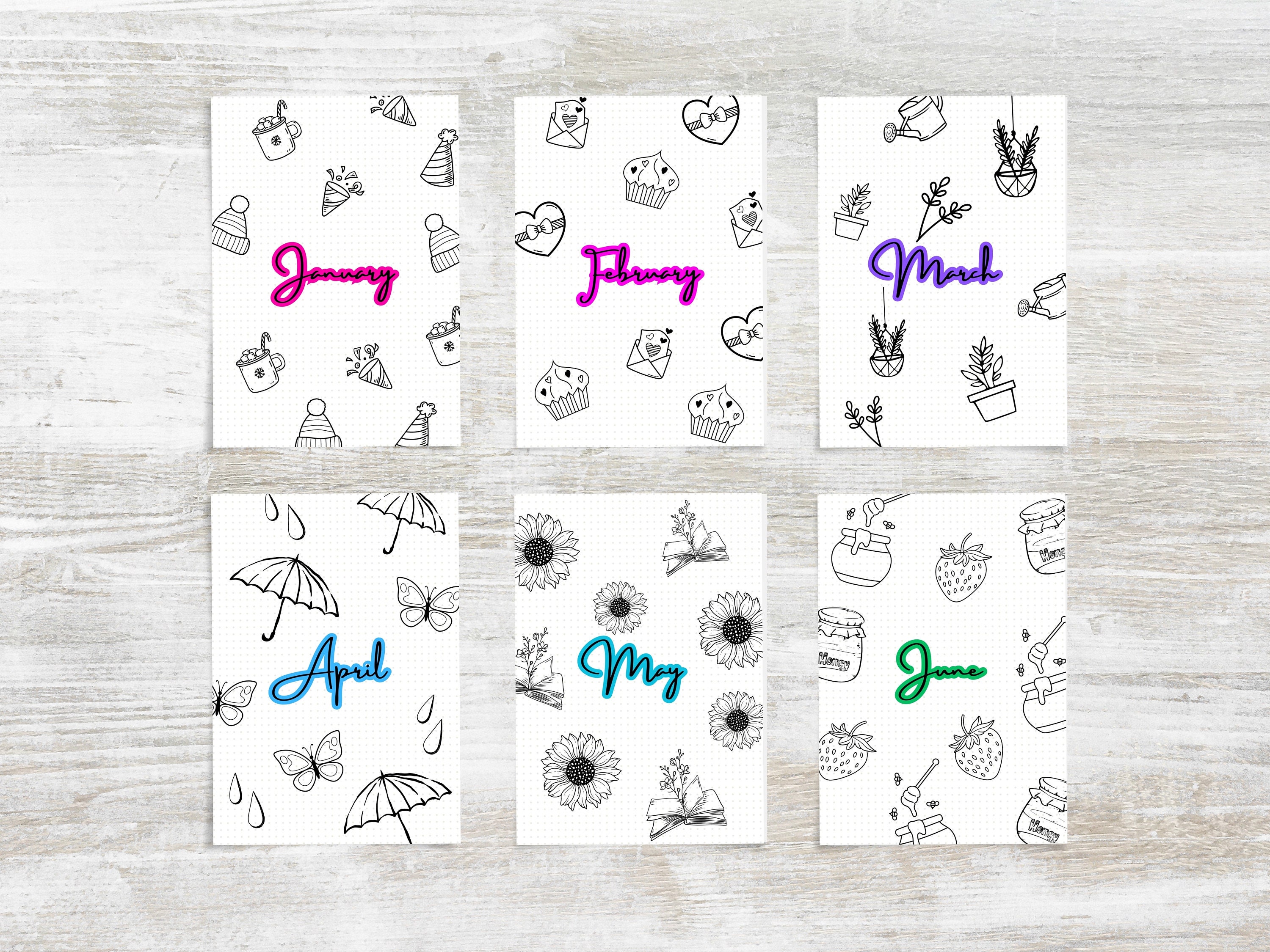 Printable PLANNER COVER PAGES Set of 12 A5 Journal Title Page Templates ...