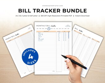 Planificador de presupuesto y seguimiento de facturas: organizador de gastos mensuales imprimible