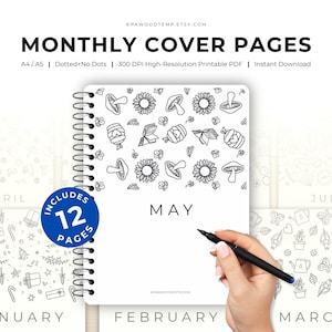 A5 Monthly Planner Cover Pages: Bujo Printable Template (Digital Download)