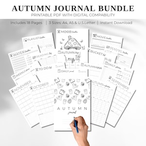 Printable Fall Planner Bundle: Autumn Bucket List, Journal Pages (Digital Download)