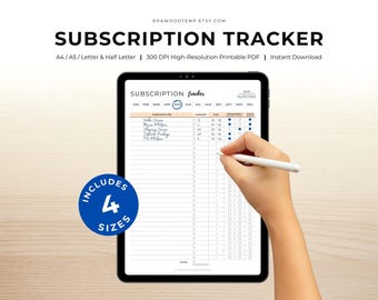 Subscription & Expense Tracker Planner - Printable Bill and Budget Organizer
