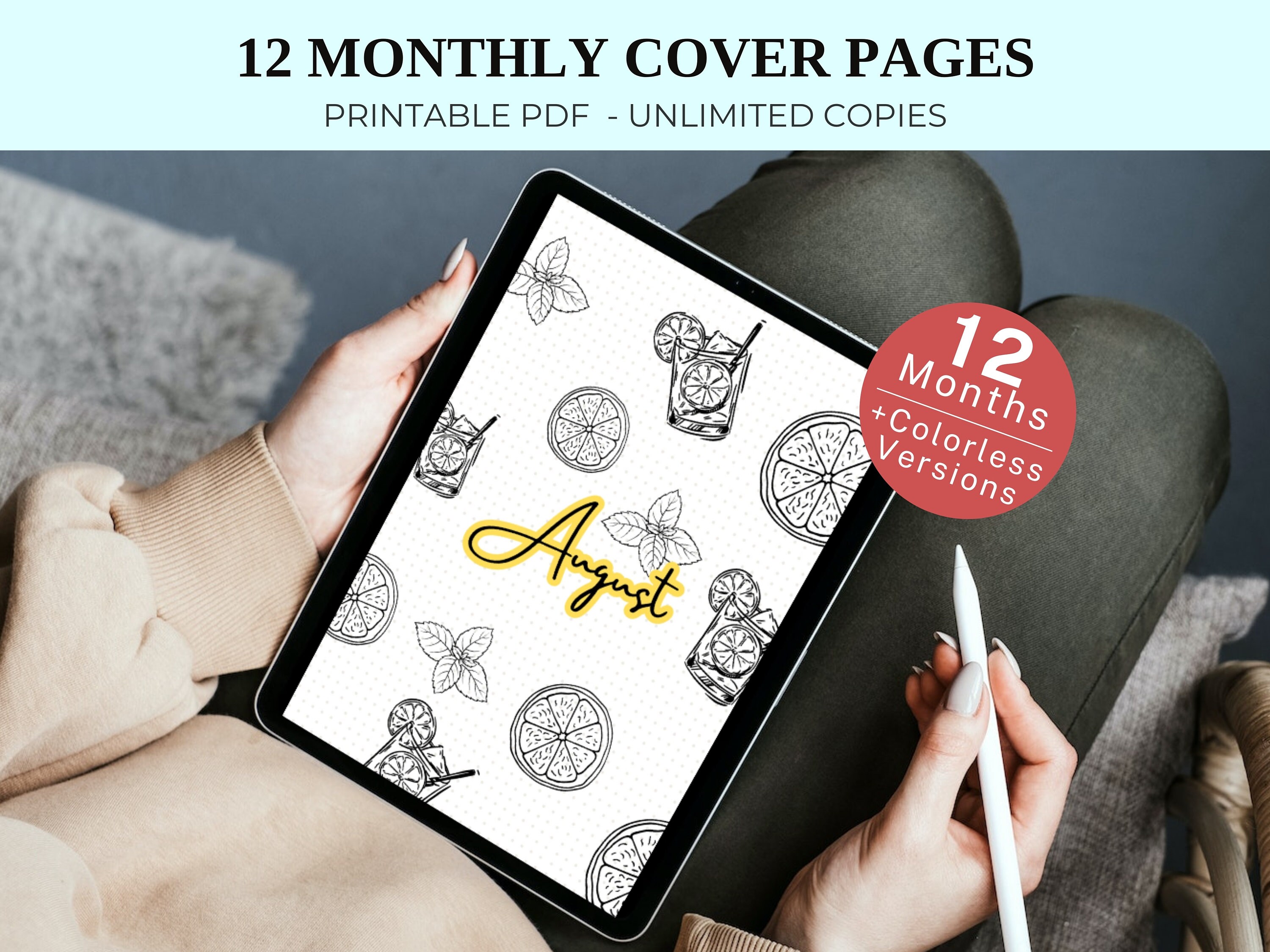 Printable PLANNER COVER PAGES Set of 12 A5 Journal Title Page Templates ...