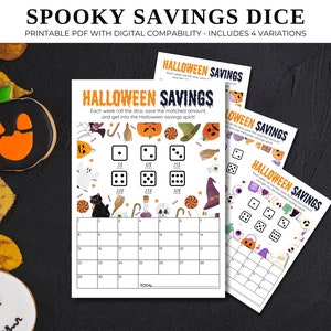 Spooky Halloween Savings Challenge Printable Bundle - Budget Tracker, Cash Envelopes, Savings Tracker