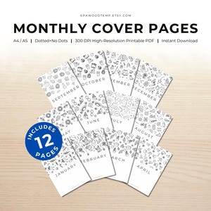 Printable Monthly Planner Cover Pages: A4 A5 Journal (Digital Download)