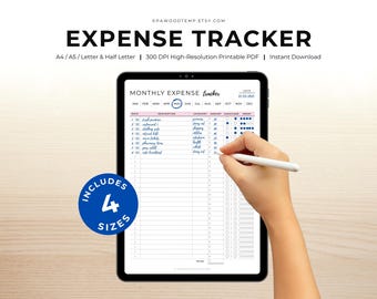 Printable Expense Tracker Template: Budget & Spending Log (A4/A5/Letter/Half Letter PDF)