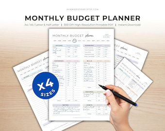 Monthly Budget Planner: Printable Spending Tracker (A4/A5/Letter)