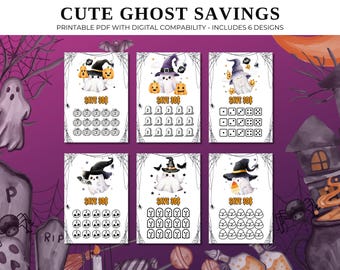 Spooky Savings Challenge Bundle: Cute Ghost Mini Saving Game, Halloween Tracker, and Cash Envelopes