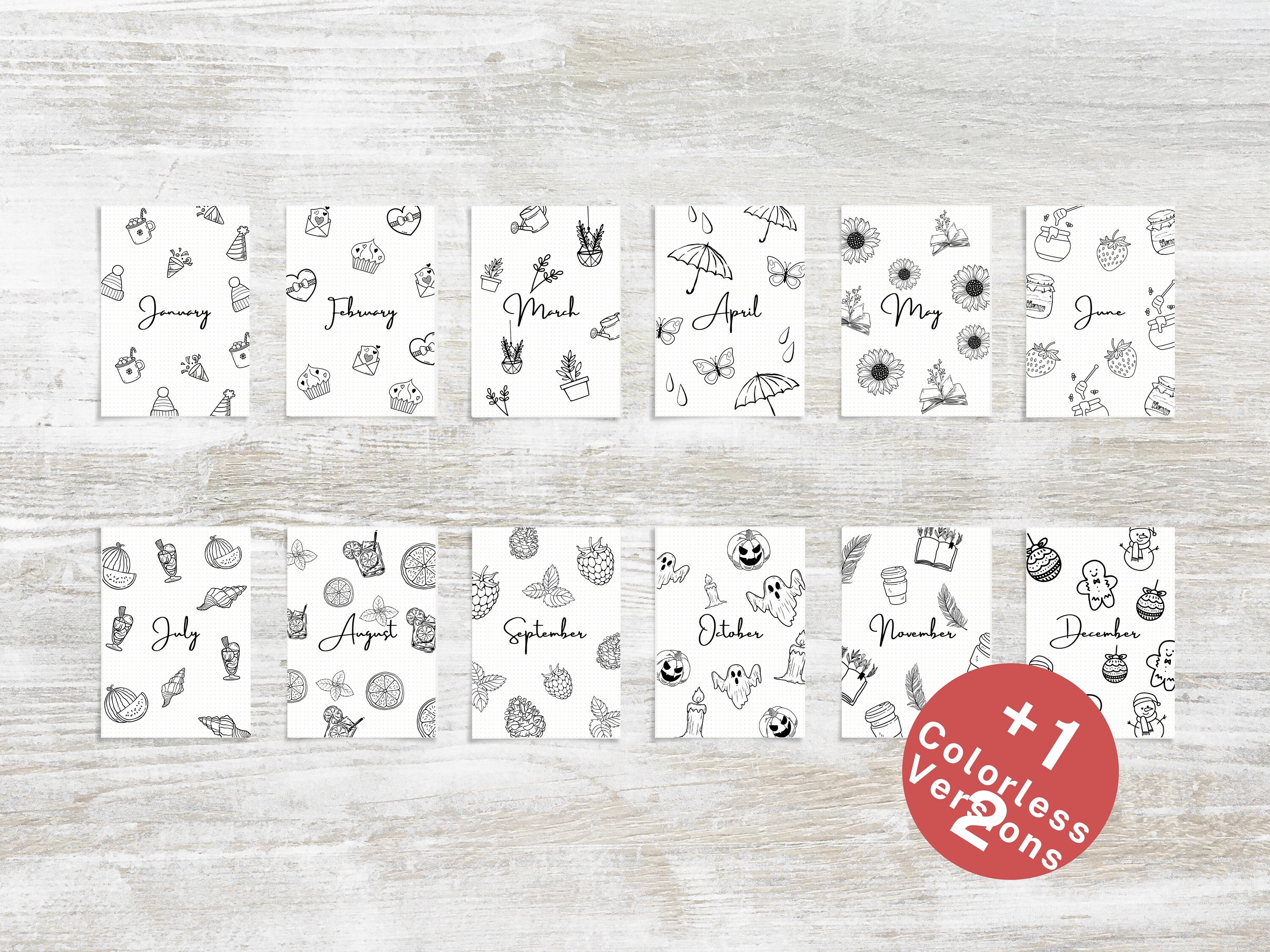 Printable PLANNER COVER PAGES Set of 12 A5 Journal Title Page Templates ...