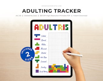 Tetris Adulting Tracker: Planer nawyków i zadań do wydrukowania (PDF)