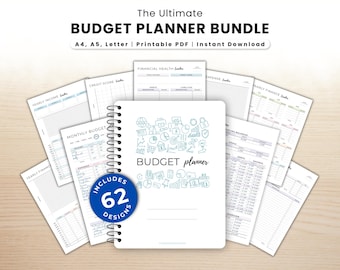 Printable Budget Planner Bundle: Finance Tracker, Bill Organizer (Digital Download)