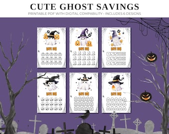 Halloween Savings Printable Set - Cute Ghost Challenge and Budget Envelopes