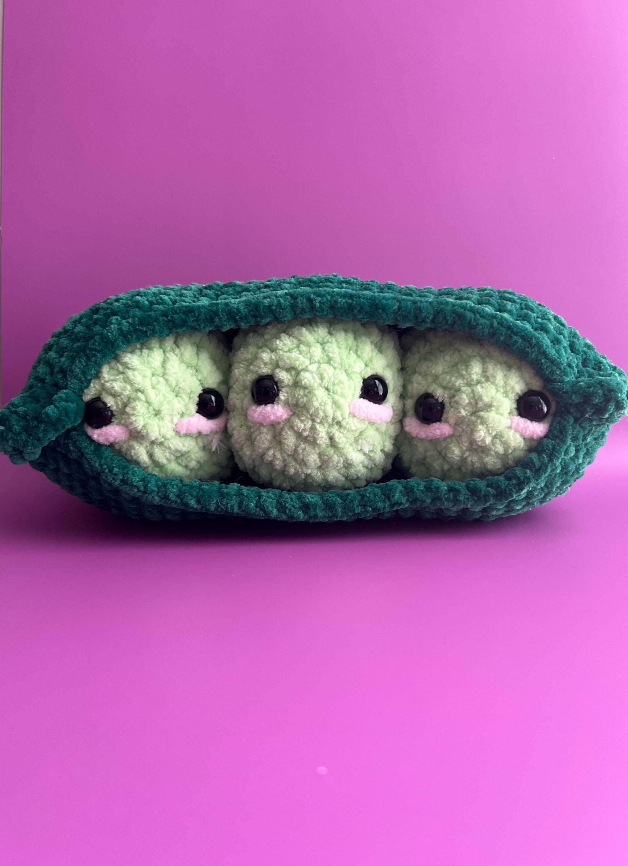 Handmade crochet peas in a pod plushie detachable peas
