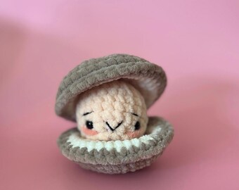 Handmade crochet baby clam emotional support friend desk pet